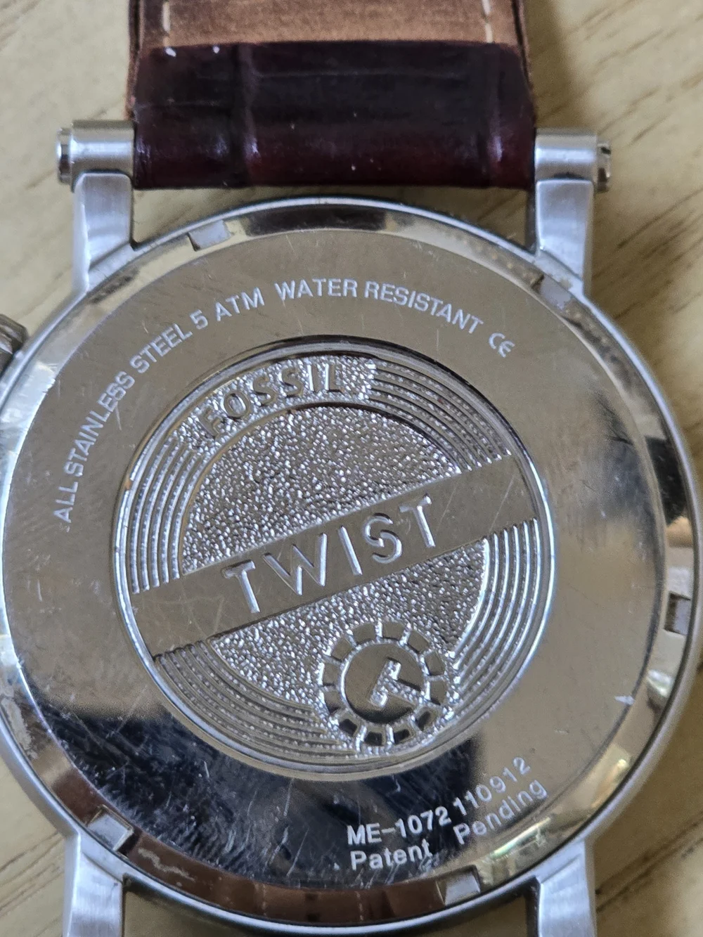 Fossil Men's Brown Leather Automatic Watch with Silver Case